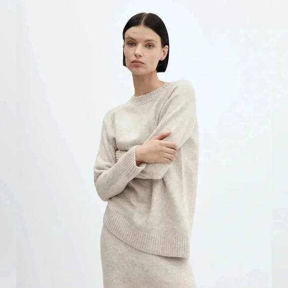 Mango Sweaters - Mango  Oversized Crew Neck Sweater in Cream NWT